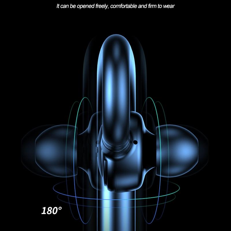 Bluetooth V5.2 Single Earhook Business Headset - M99 - Black + Blue