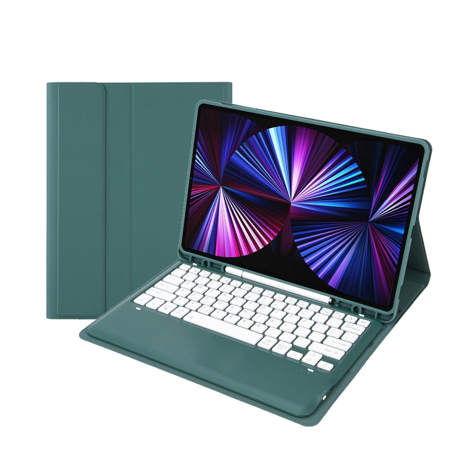 Detachable Bluetooth Keyboard Leather Case For Ipad Pro 12.9 2021 / 2020 / 2018 With Pen Slot - Mint Green