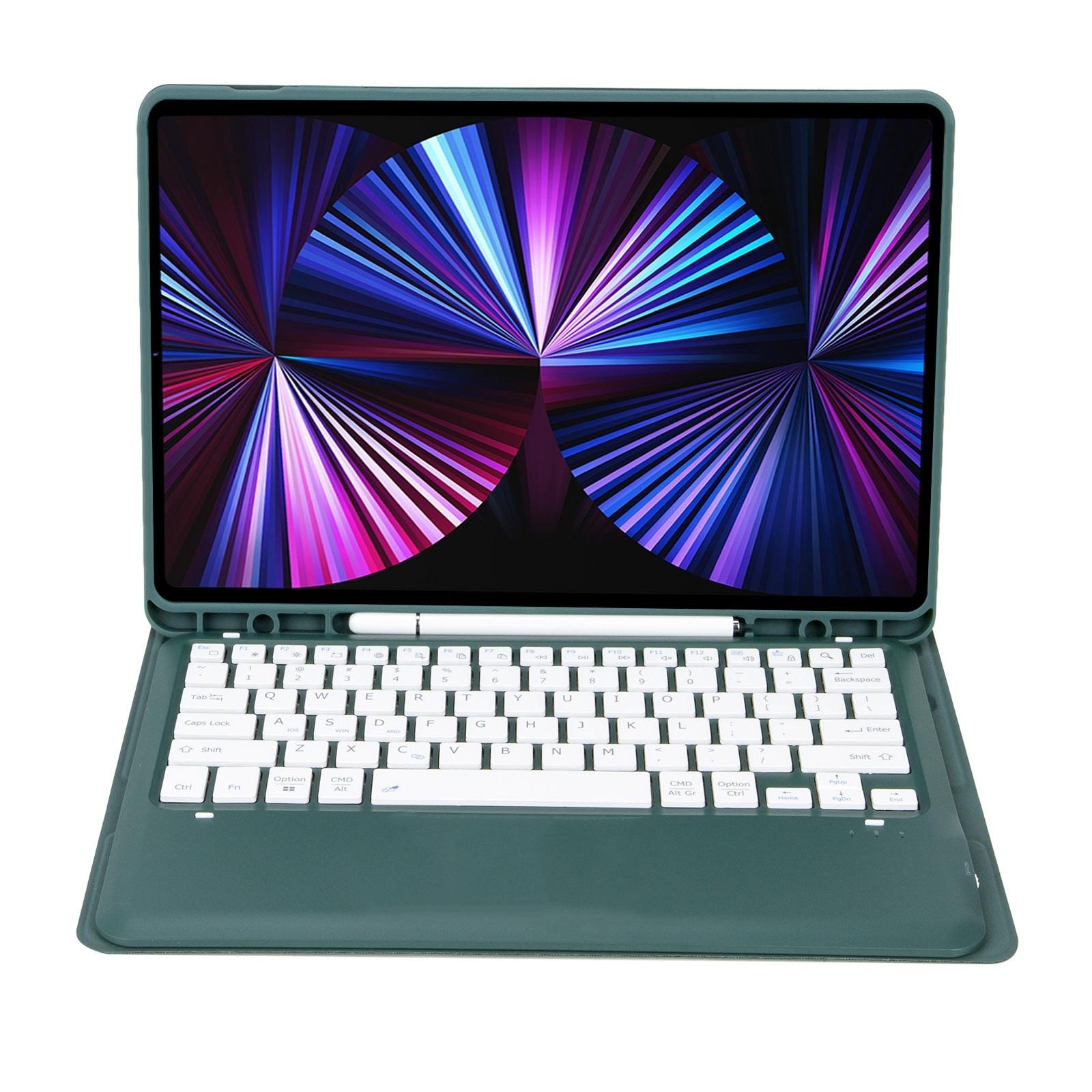 Detachable Bluetooth Keyboard Leather Case For Ipad Pro 12.9 2021 / 2020 / 2018 With Pen Slot - Mint Green