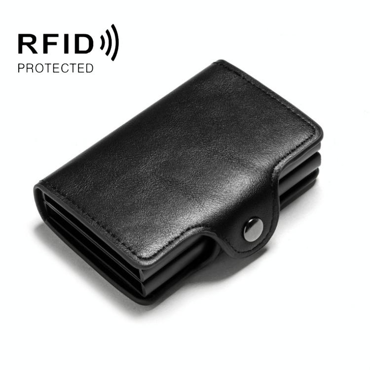 Automatic Pop Up Rfid Metal Card Holder - Coffee