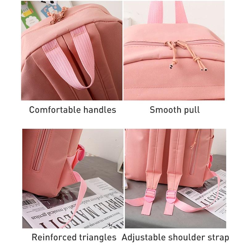 Adorable 5-piece Girls Backpack Set with Bear Design - Pink