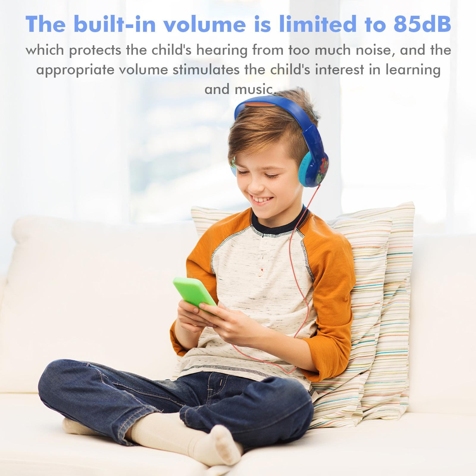 Portable Children'S Wired Headphones - Pink Green