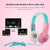 Portable Children'S Wired Headphones - Pink Green
