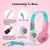 Portable Children'S Wired Headphones - Pink Green
