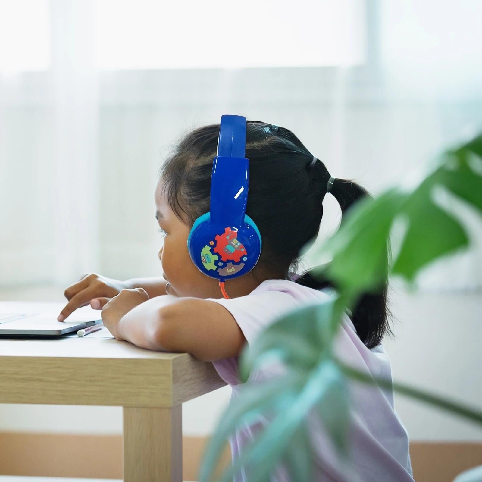 Portable Children'S Wired Headphones - Pink Green