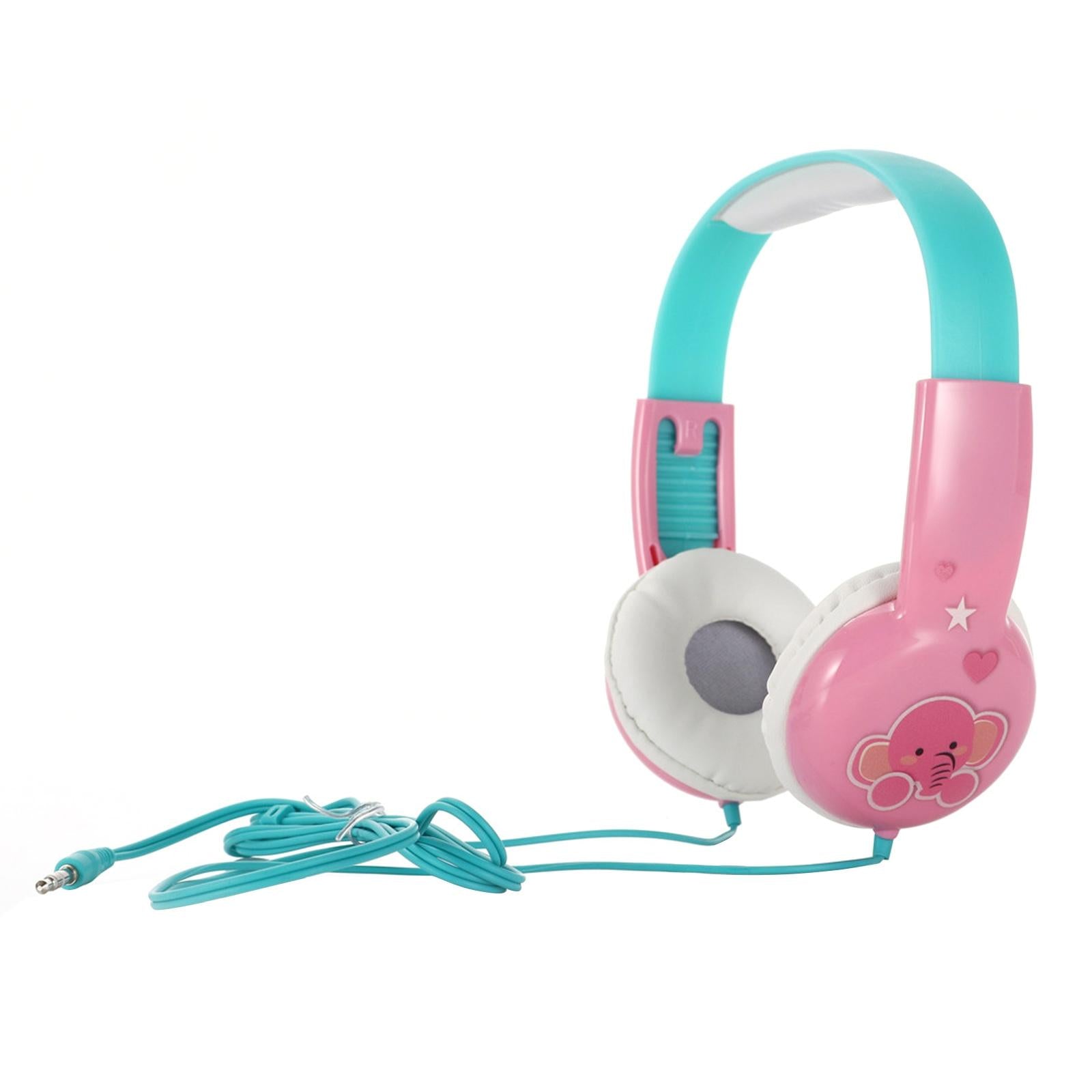 Portable Children'S Wired Headphones - Pink Green