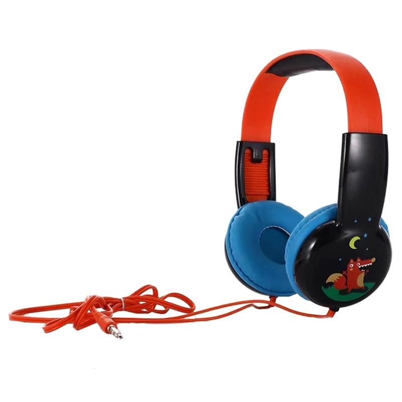 Portable Children'S Wired Headphones - Pink Green