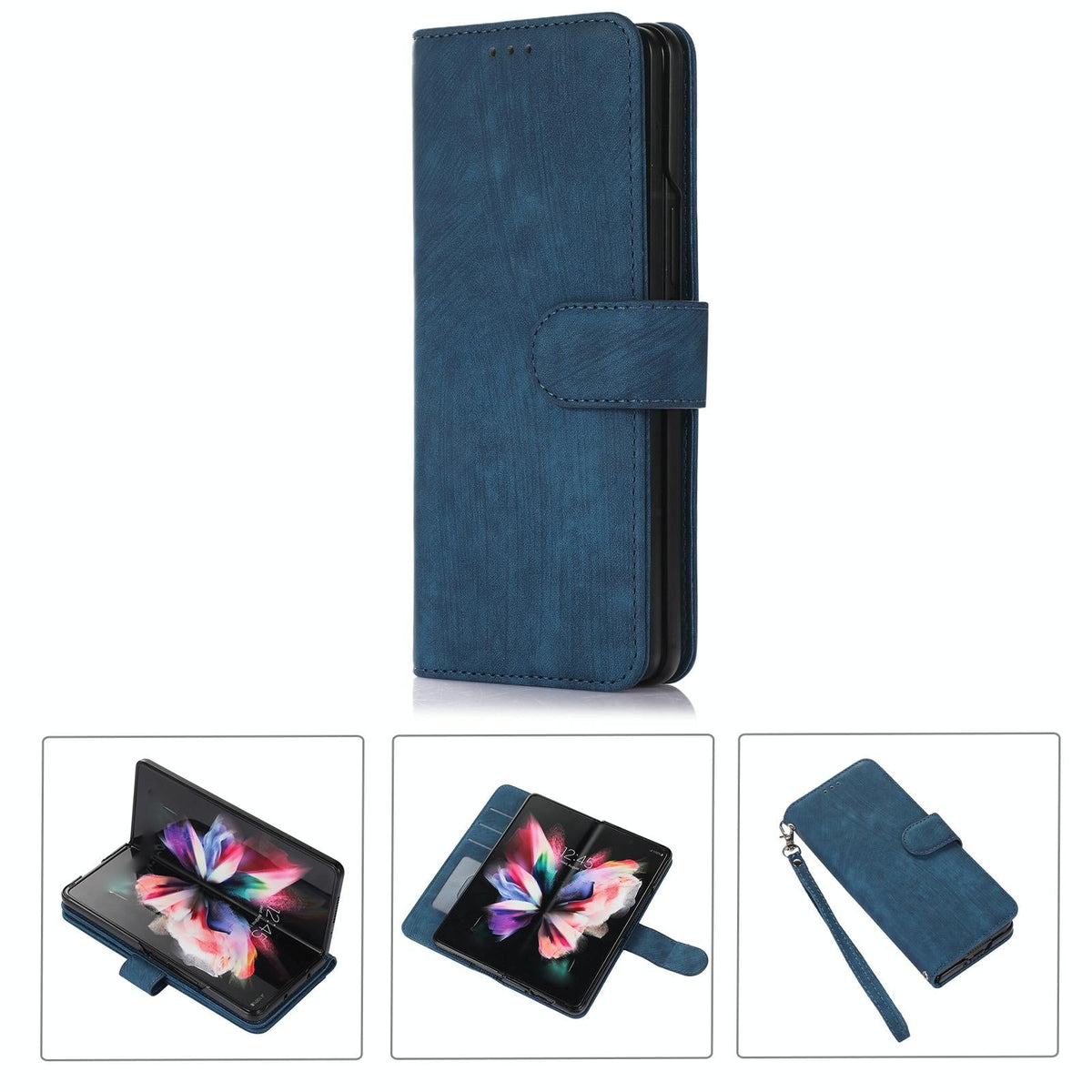 Samsung Galaxy Z Fold 4 Leather Phone Case With Pen Slot - Horizontal Flip