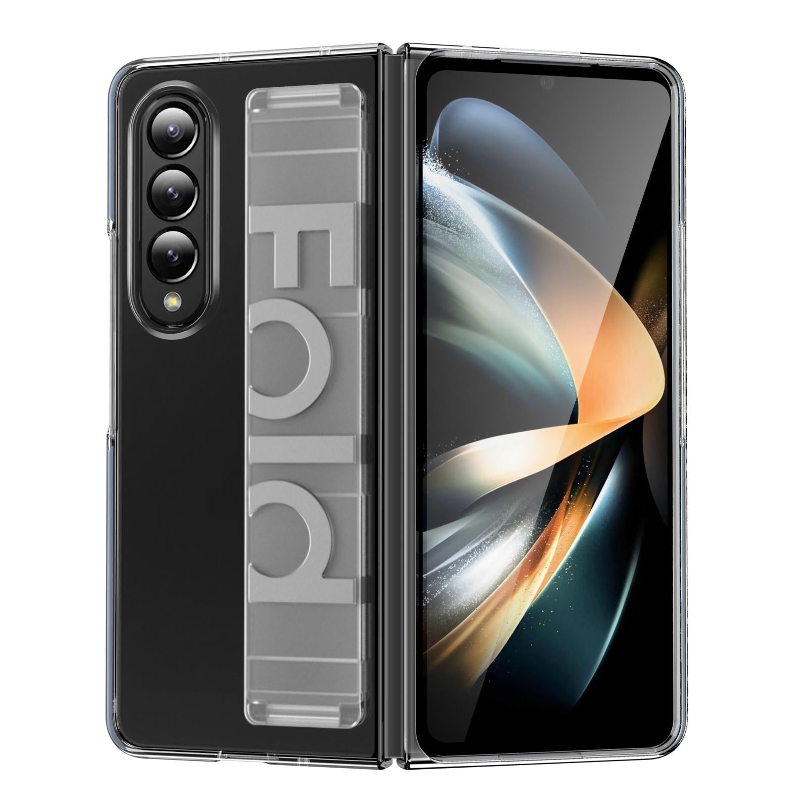 For Samsung Galaxy Z Fold4 5G Silicone Wristband Foldable Phone Case - Clear