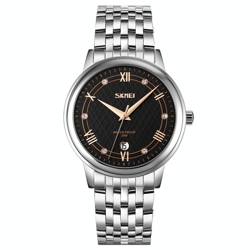 Waterproof Quartz Watch with Stainless Steel Buckle for Men - Silver Shell Silver Surface