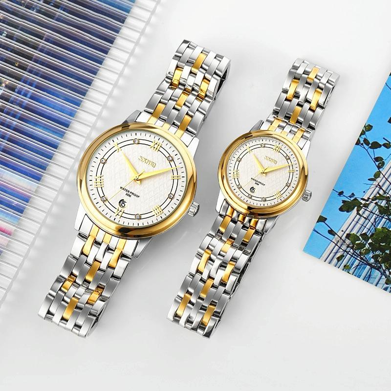 Waterproof Quartz Watch with Stainless Steel Buckle for Men - Silver Shell Silver Surface