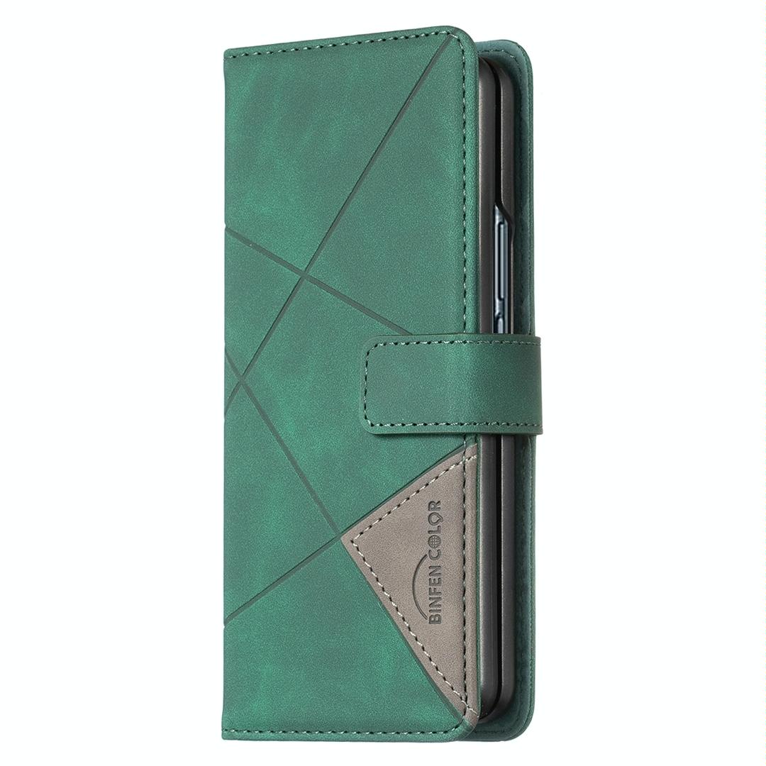 For Samsung Galaxy Z Fold4 5G Magnetic Rhombus Texture Case - Green