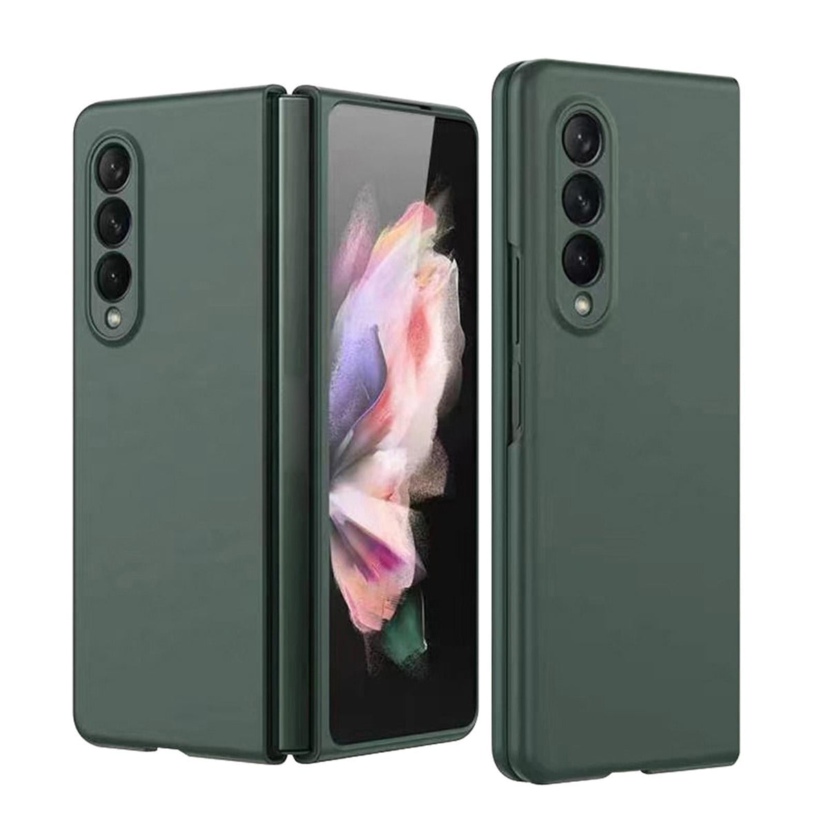 For Samsung Galaxy Z Fold4 5G Foldable Metal-Look Phone Case - Green