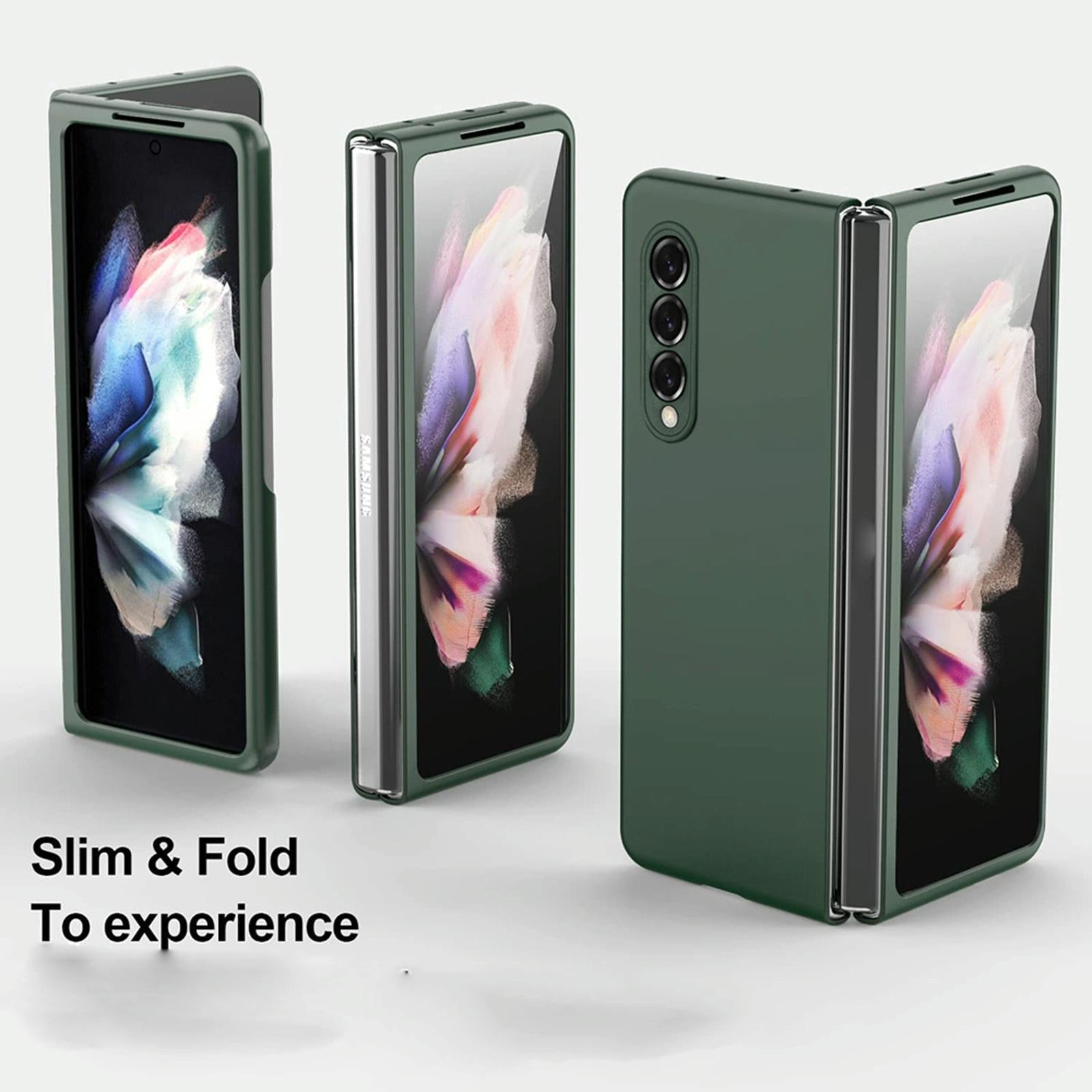 For Samsung Galaxy Z Fold4 5G Foldable Metal-Look Phone Case - Green