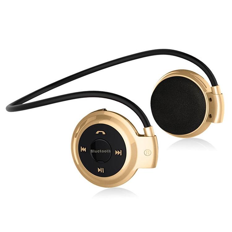 Wireless Mini-503 Earphones with Fm Radio &amp; 32gb Tf Card Support - Gold