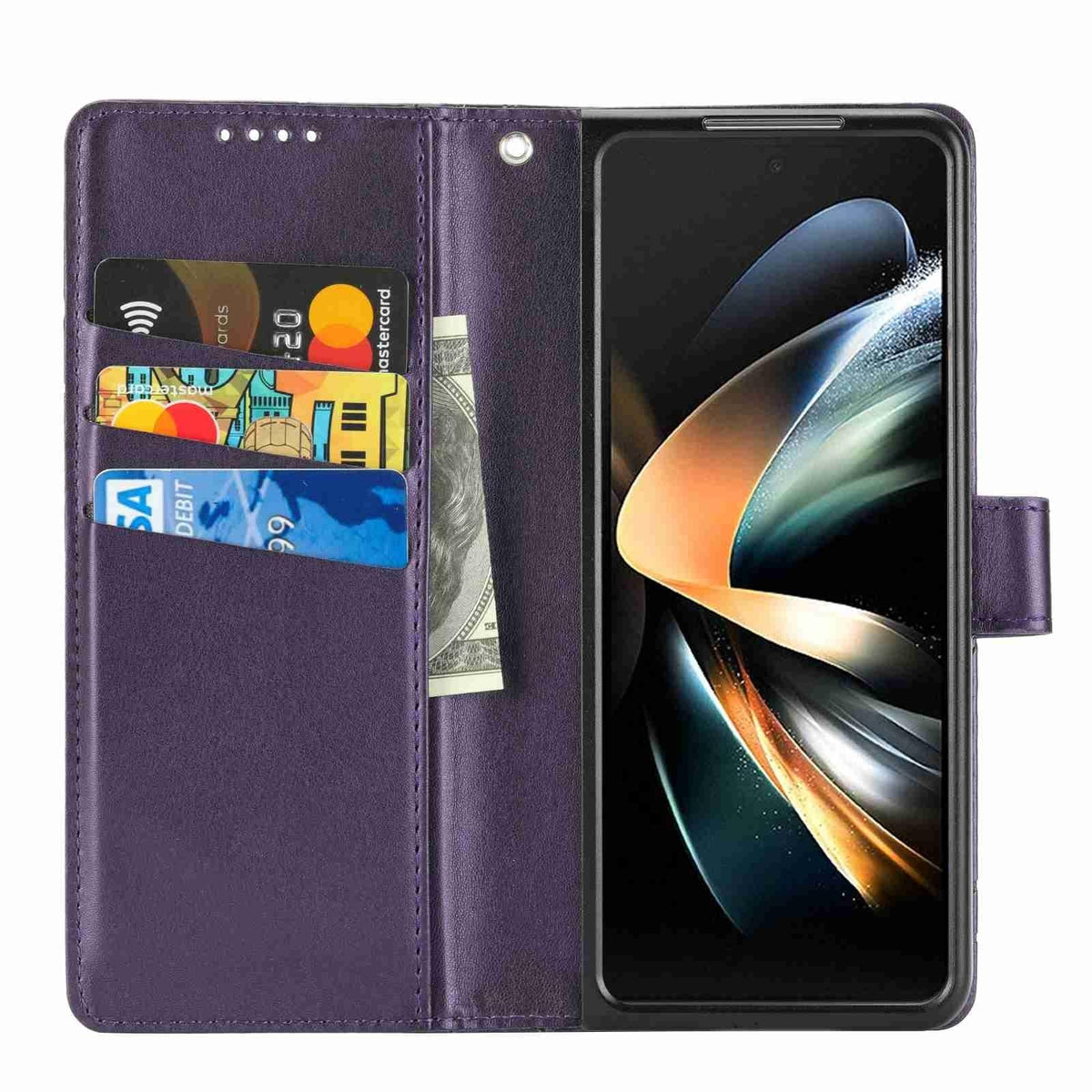 For Samsung Galaxy Z Fold4 5G Embossed Pu Leather Phone Case - Brown
