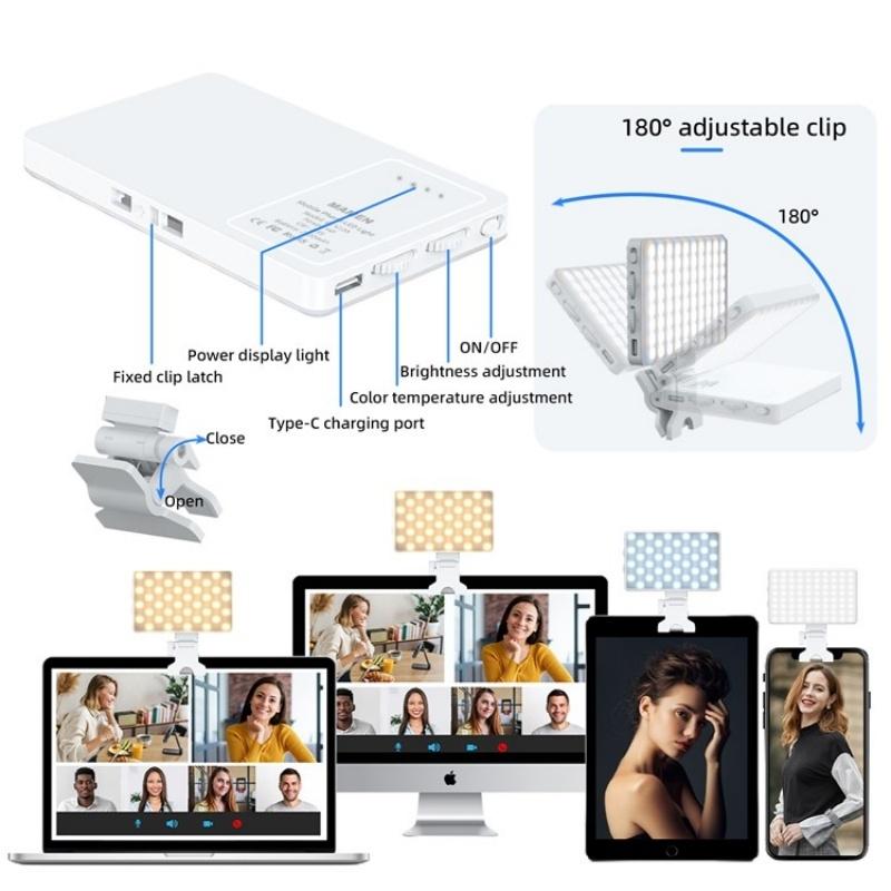 Portable Led Fill Light for Phone Laptop and Video Conferencing - White