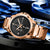 Men Pilot Series Multifunctional Quartz Watch with Steel Band - Coffee + Rose Gold