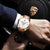 Men Pilot Series Multifunctional Quartz Watch with Steel Band - Coffee + Rose Gold