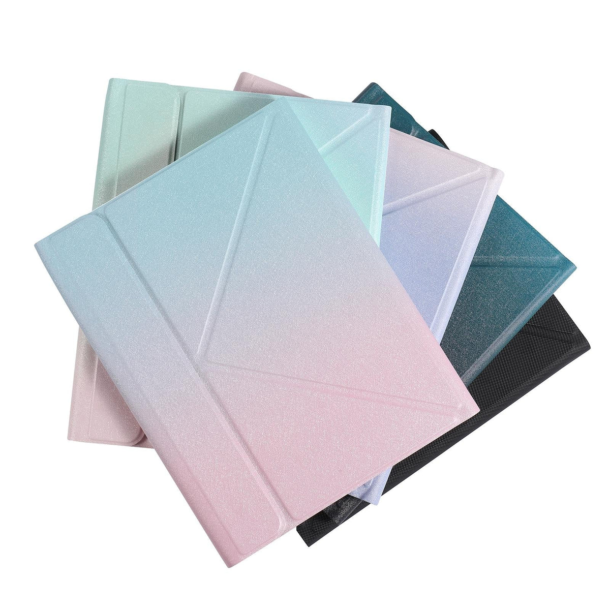 Bluetooth Keyboard Leather Case For Ipad 9.7 - Triangle Holder & Pen Slot - Gradient Purple