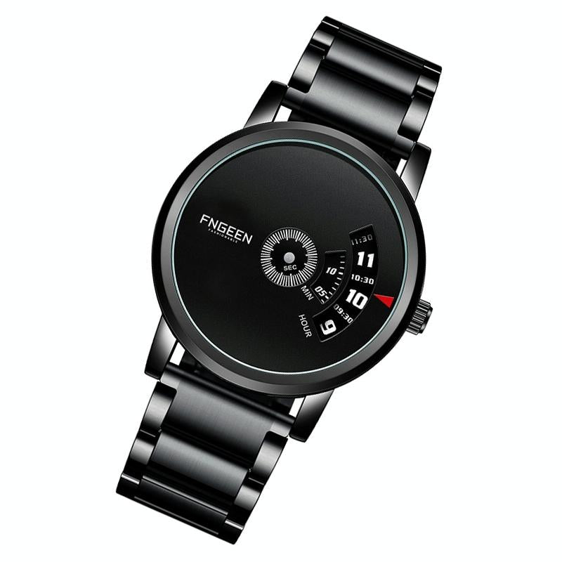 Men Non-pointer Quartz Watch - S230 - Black Mash Black Steel Black