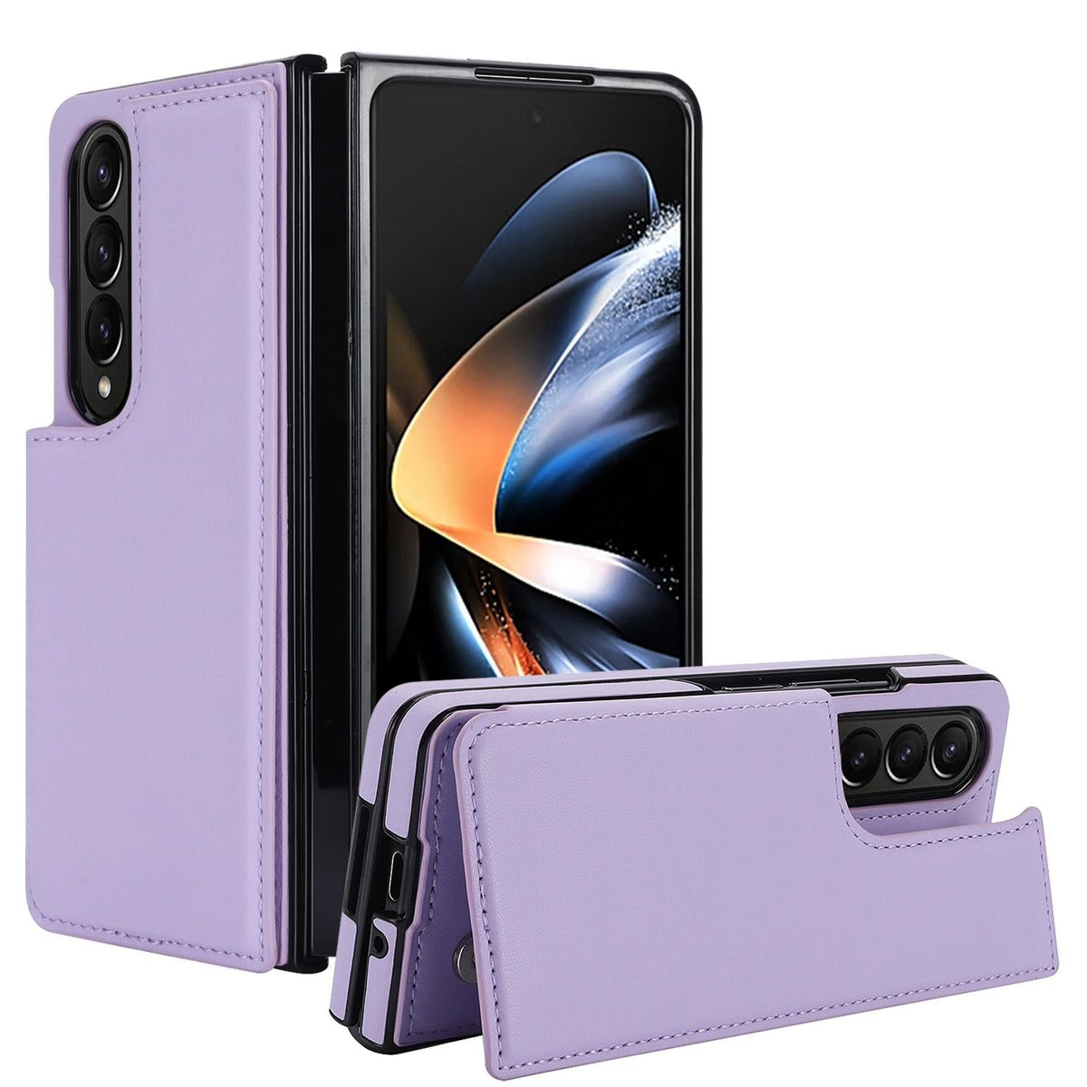 For Samsung Galaxy z Fold4 5G Foldable Phone Case with Double Buckle Card Slot - Rose Gold