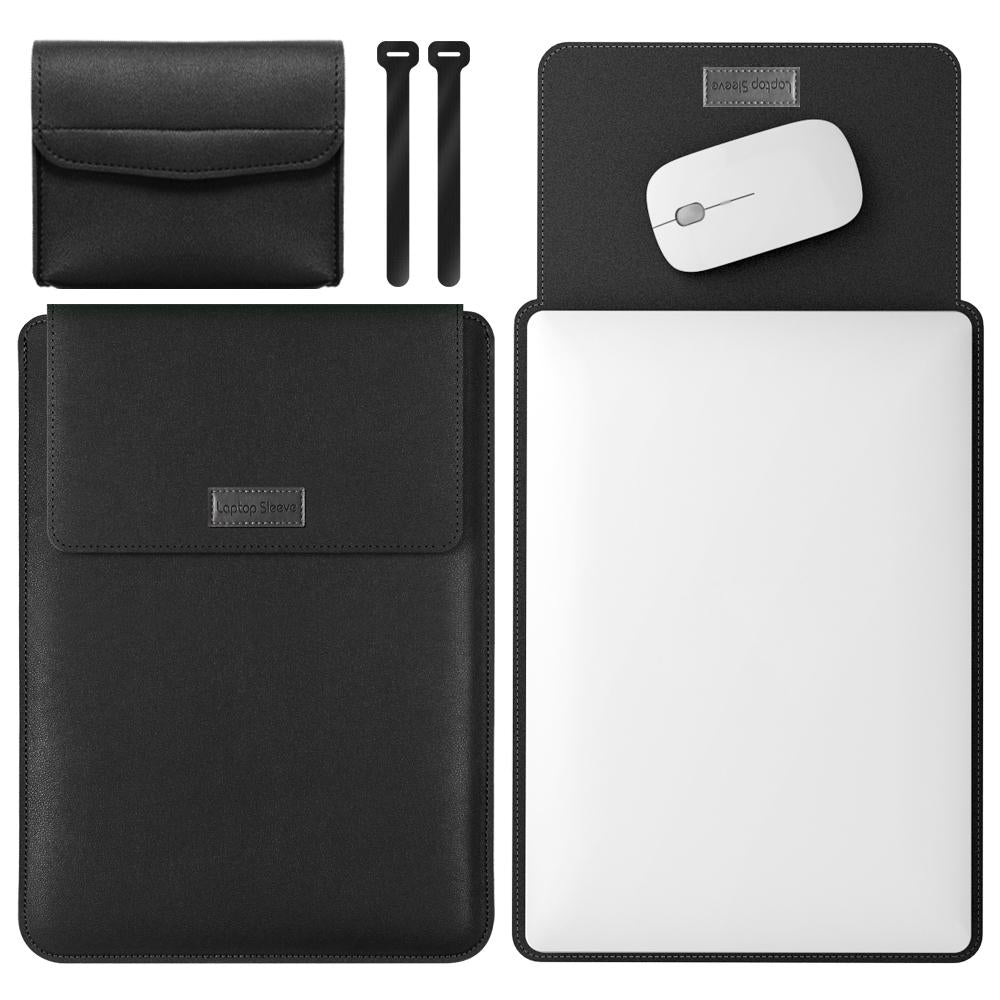 11 / 12 Inch Leather Computer Bag - Lightweight &amp; Portable - 4 in 1 - Black