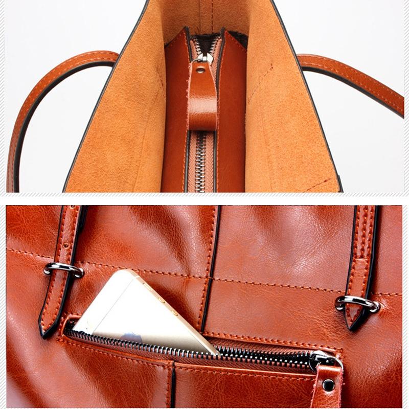 Stylish Shoulder Tote For Women - Charm Orange Horizontal Version