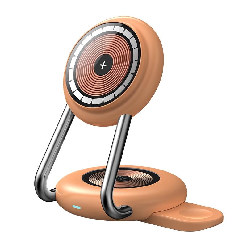 15W 3 In 1 Transparent Magnetic Wireless Charger - Blue