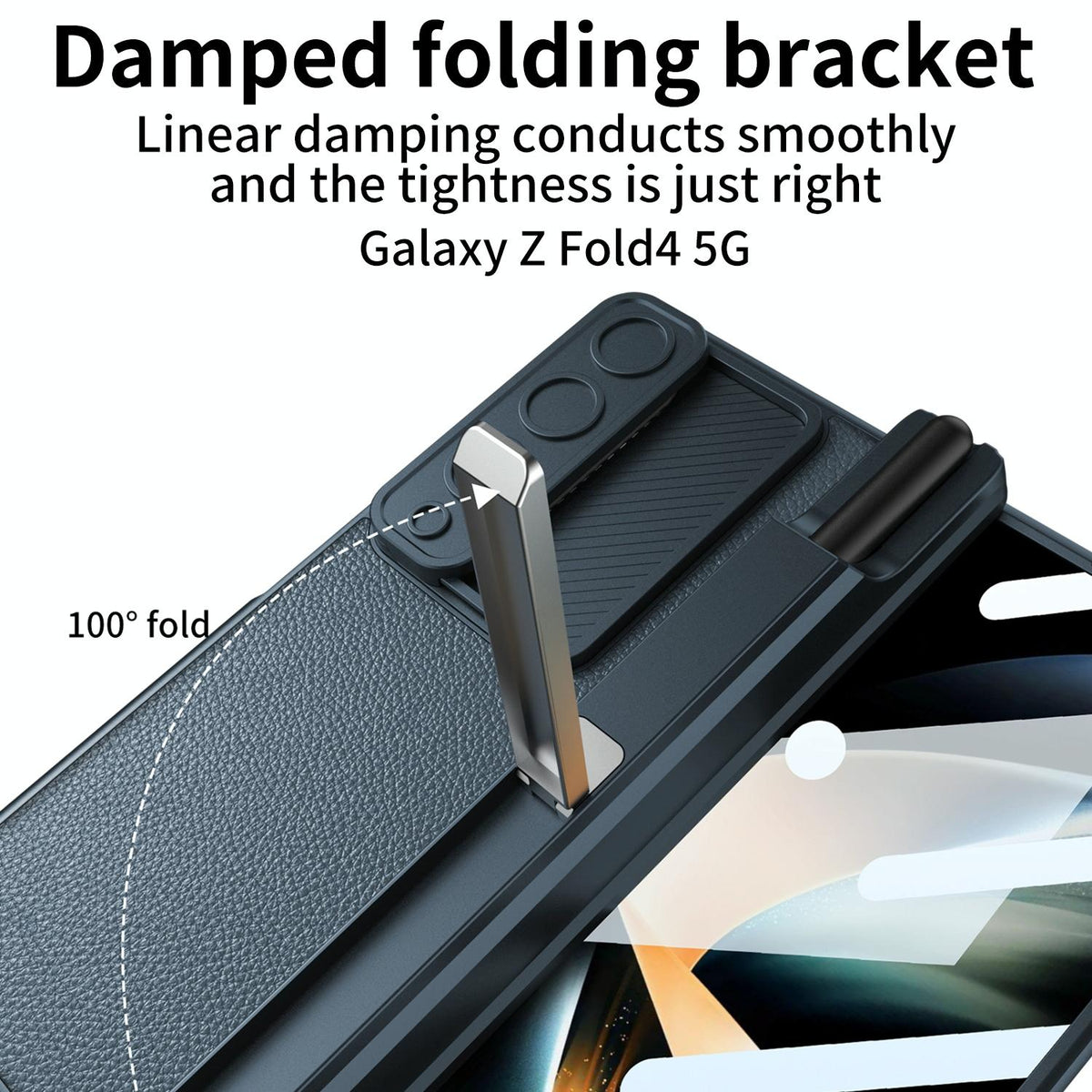 For Samsung Galaxy Z Fold4 5G Magnetic Leather Flip Case With Holder - Carbon Fiber