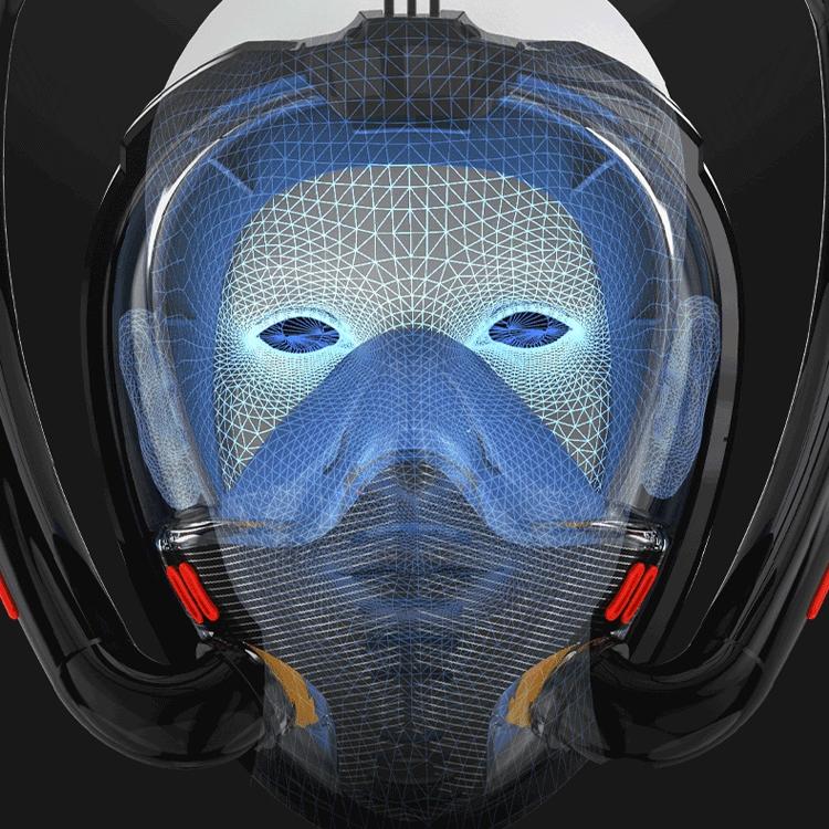 Full Dry Silicone Diving Mask for Adults - Double Tube - White/Pink