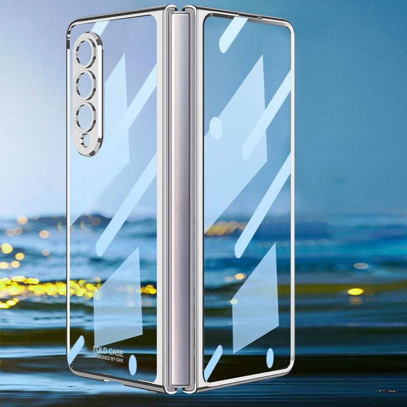 For Samsung Galaxy Z Fold4 5G Full Coverage Electroplated Glass Case - Silver