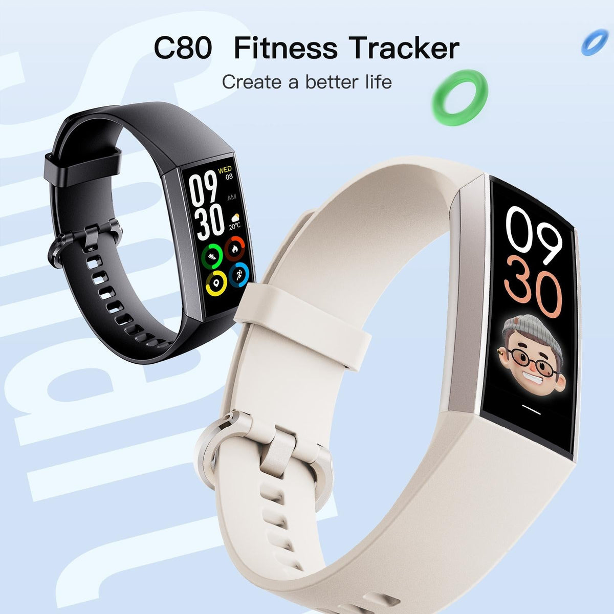 Waterproof C80 Fitness Tracker - Ip67 - Wine Red