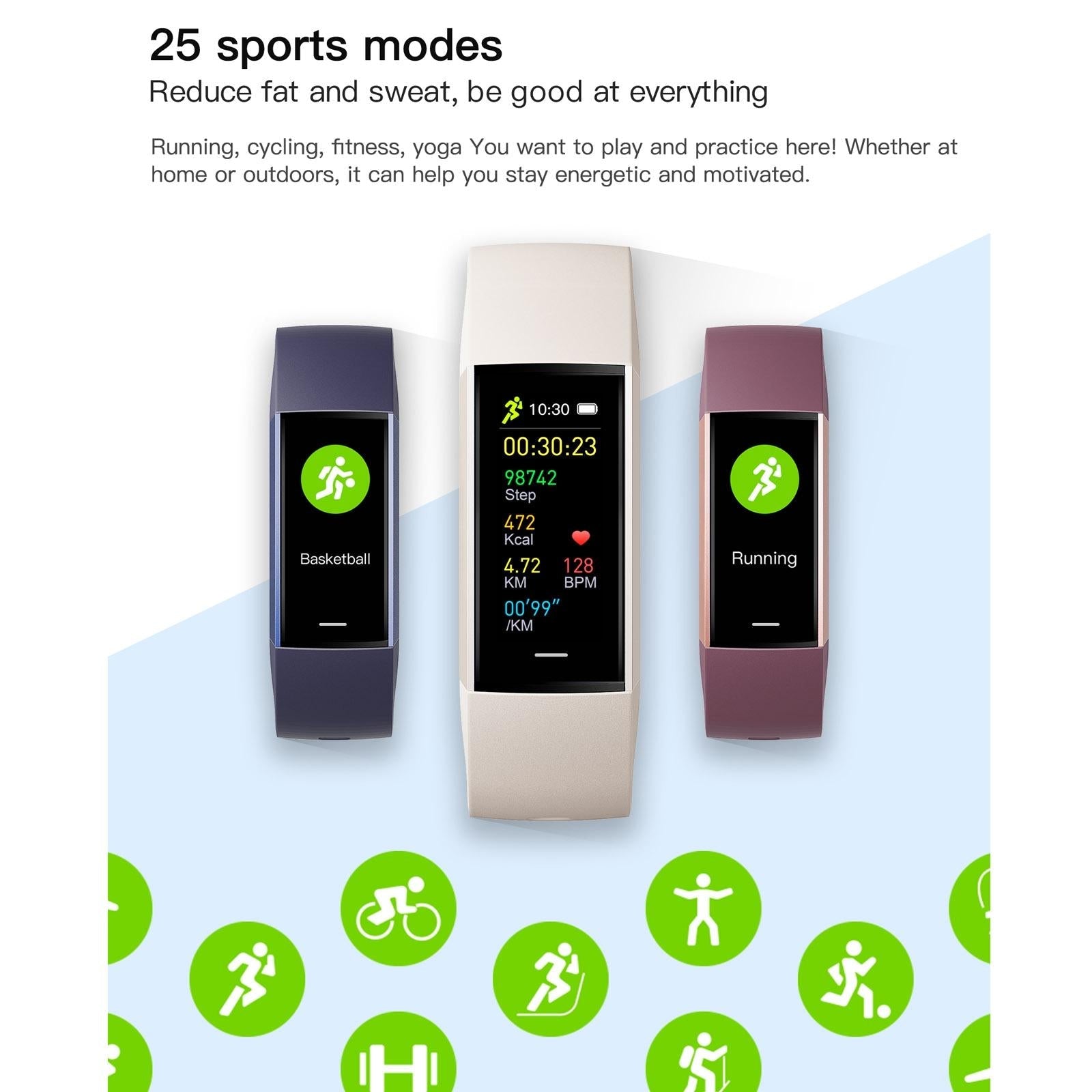 Waterproof C80 Fitness Tracker - Ip67 - Wine Red