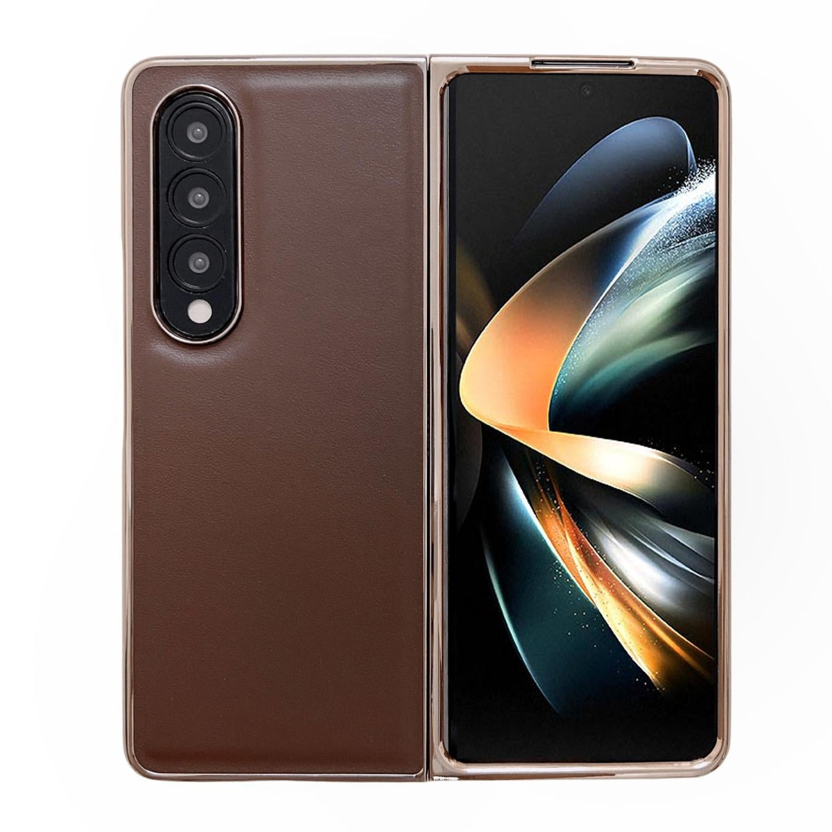 For Samsung Galaxy Z Fold4 5G Xiaoya Series Genuine Leather Plating Case - Dark Green