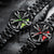 Men Metal Motorcycle Watch with Rotating Hub - White Steel Green Surface