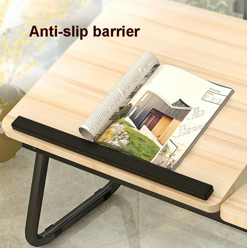 Adjustable Folding Laptop Desk with Cup Holder - Four-speed Lifting Table for Dorms - White Maple