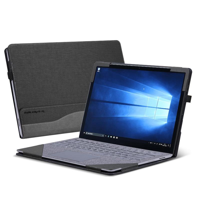 Versatile 13.5 Leather Laptop Sleeve for Microsoft Surface - Multi-functional - Gentleman Gray