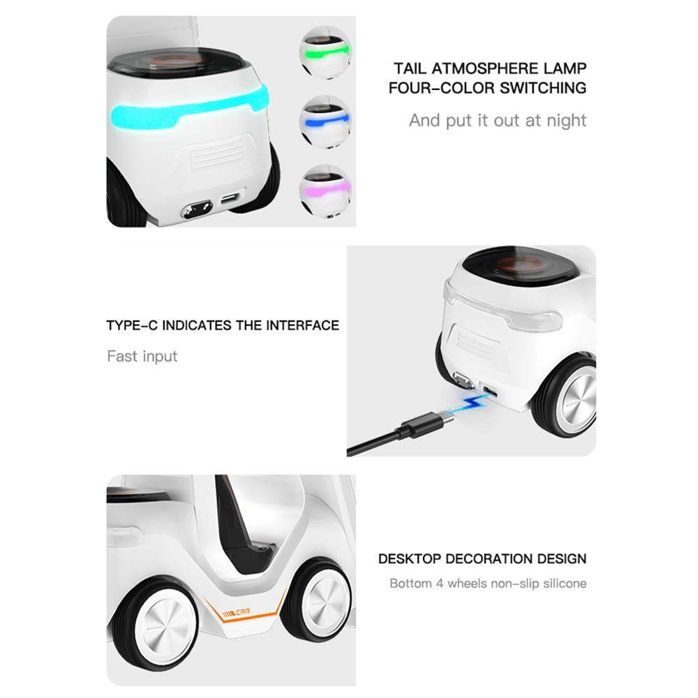 5 In 1 Car Desktop Alarm Clock With Wireless Charging - Orange