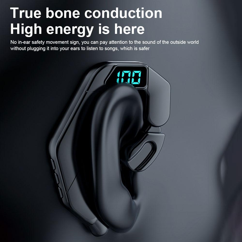 Digital Display Bone Conduction Bluetooth Headset - Sporty Design - Blue