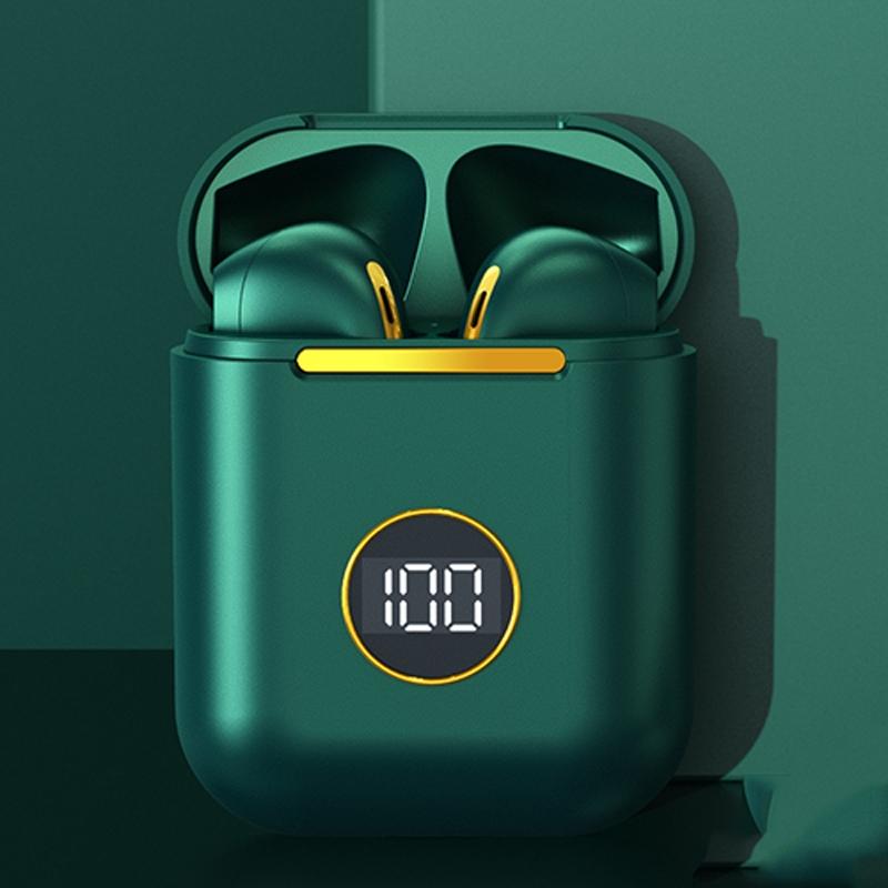 Wireless Sport Bluetooth Headphones with Led Display and Noise Reduction - Green