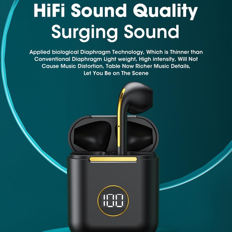 Wireless Sport Bluetooth Headphones with Led Display and Noise Reduction - Green