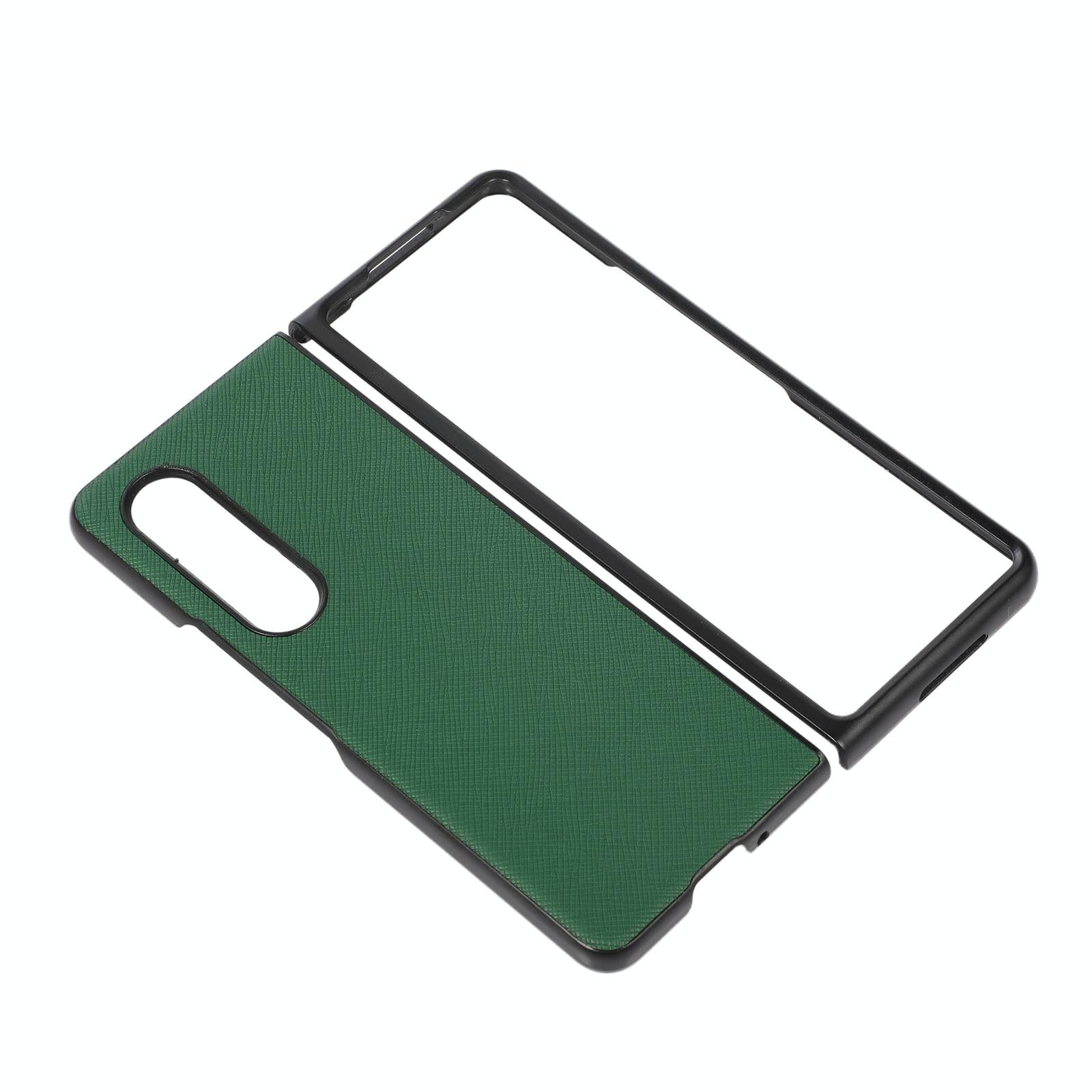 For Samsung Galaxy Z Fold4 5G Fold 4 Cross Texture Pu Leather Case - Green