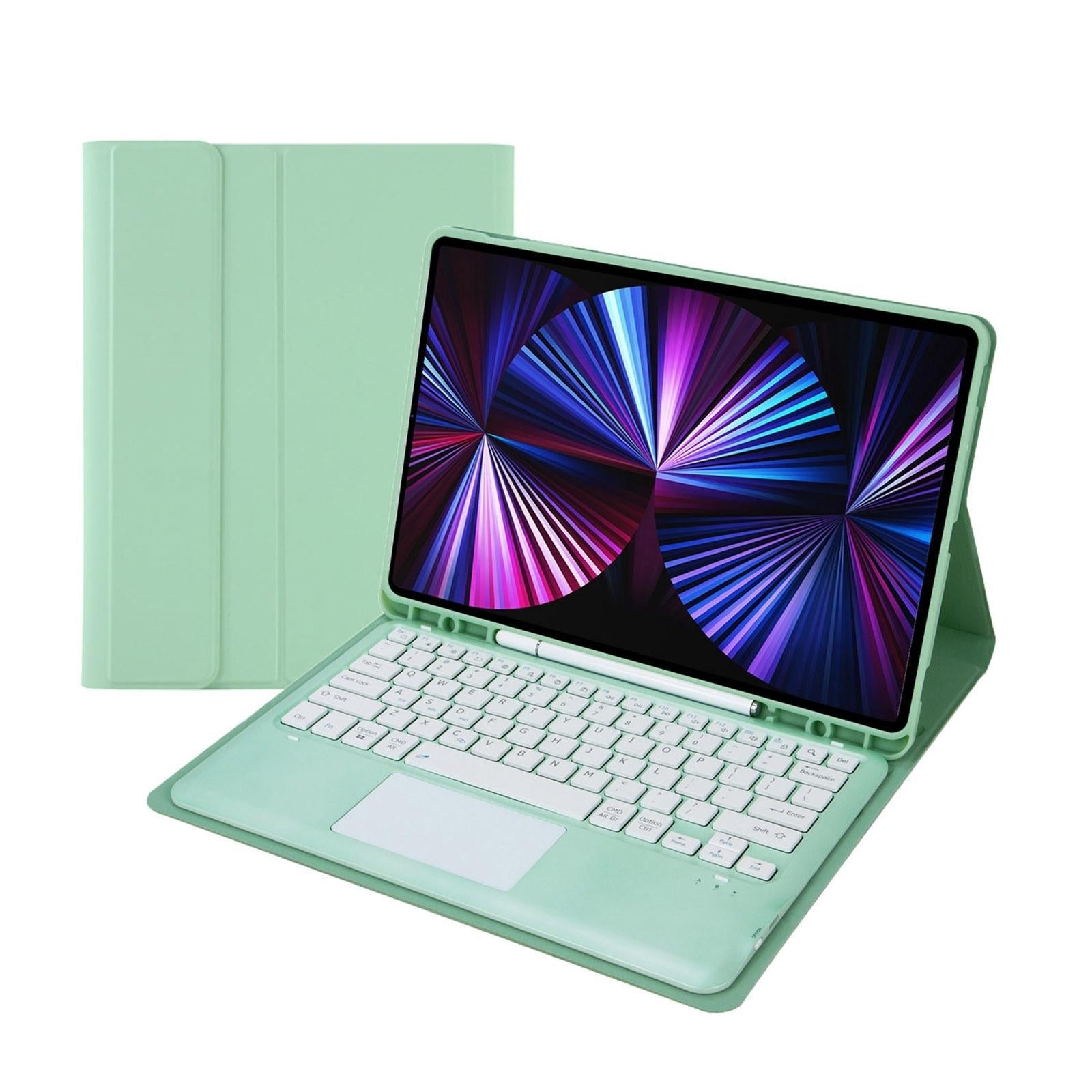 Detachable Bluetooth Keyboard Leather Case For Ipad Pro 12.9 2021 / 2020 / 2018 With Touch Pad - Mint Green