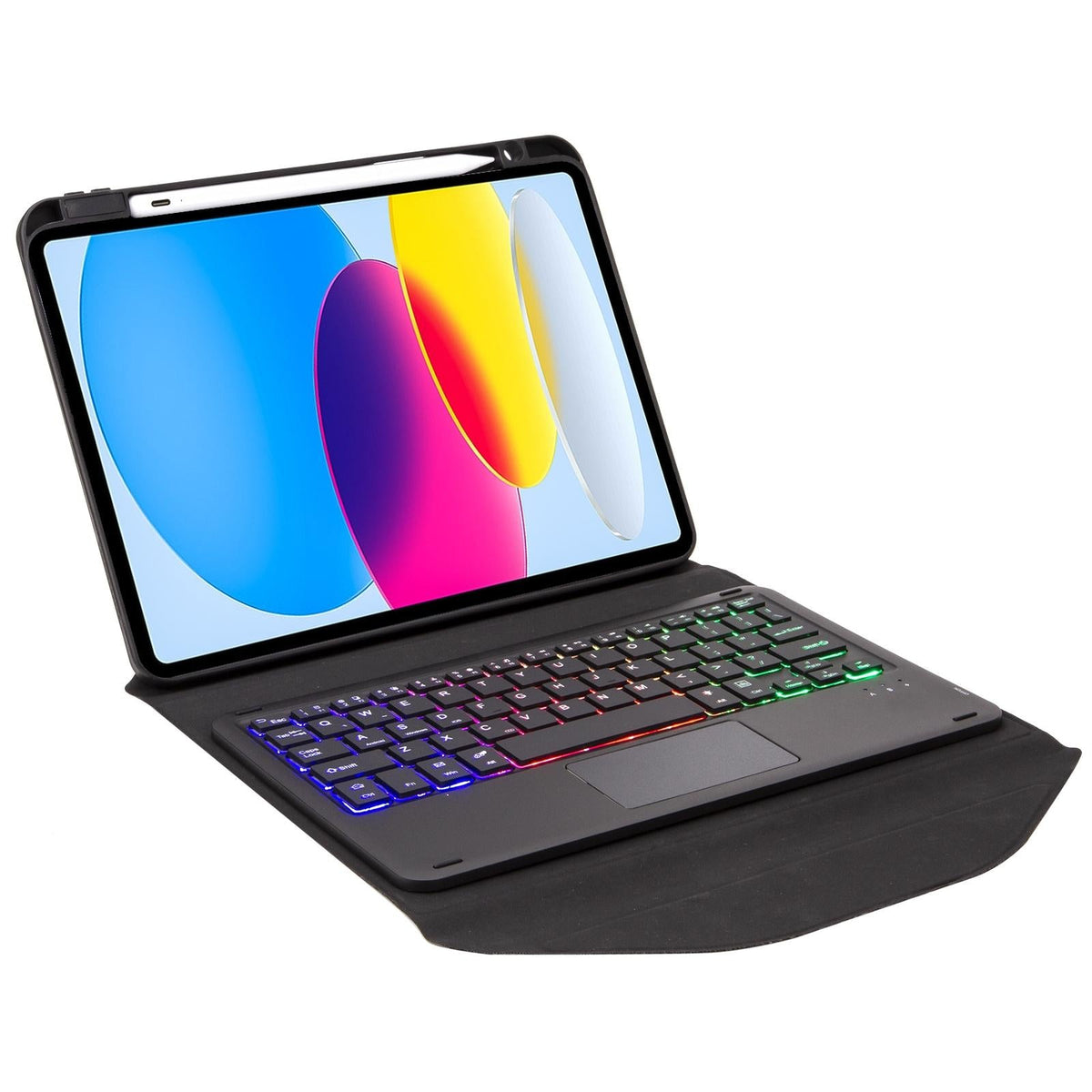 Touchpad Bluetooth Keyboard Leather Tablet Case With Pen Slot And Backlight - Sky Blue