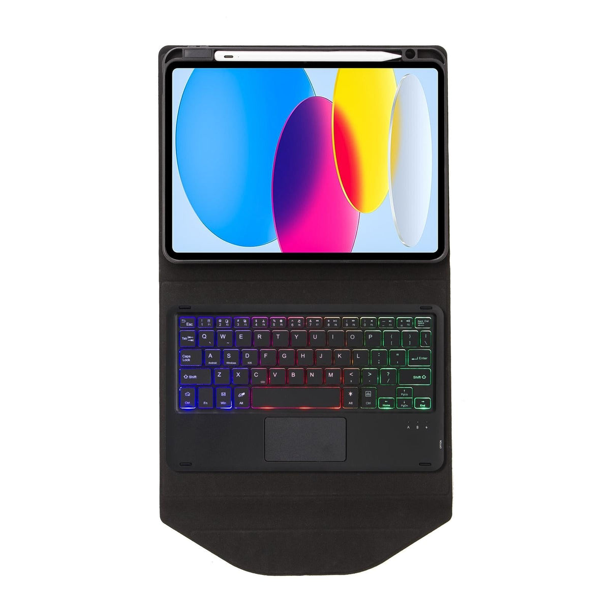 Touchpad Bluetooth Keyboard Leather Tablet Case With Pen Slot And Backlight - Sky Blue