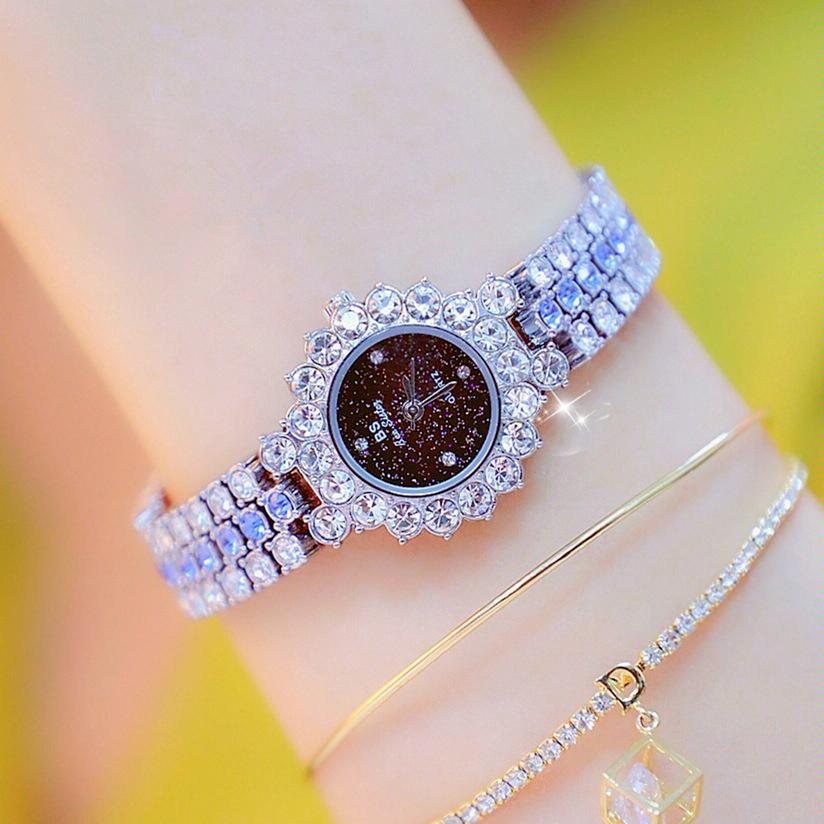 Sparkling Diamond Chain Watch for Women - Full of Elegance - Rose Coffee