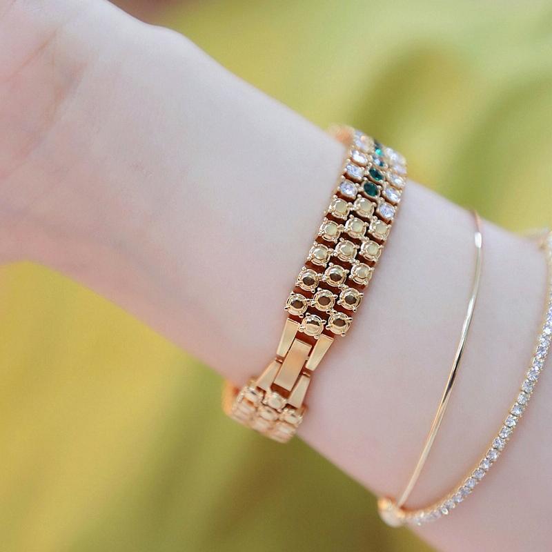 Sparkling Diamond Chain Watch for Women - Full of Elegance - Rose Coffee