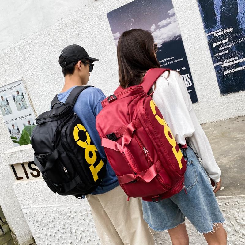 Large Capacity Sports Bag With Wet / Dry Separation - Black Yellow