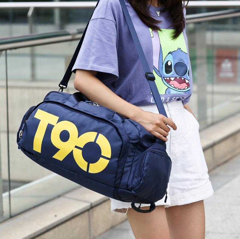 Large Capacity Sports Bag With Wet / Dry Separation - Black Yellow